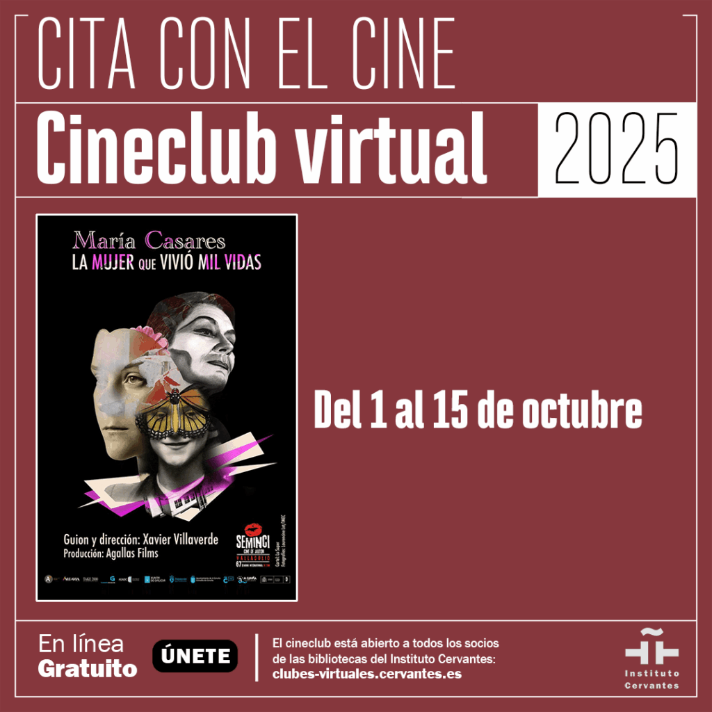 Cineclub virtual 2025 octubre maria casares 1080x1080 redes png instagram post